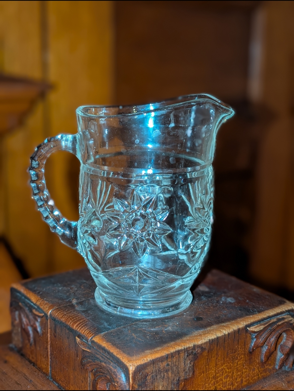 Anchor Hocking Clear Glass Floral Pattern Pitcher